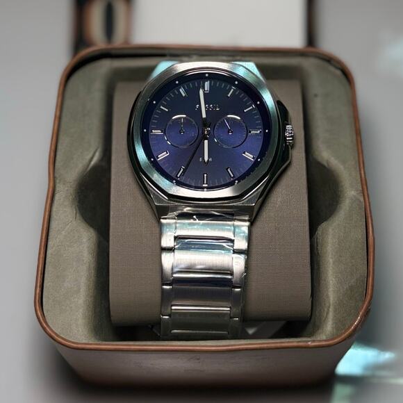 Fossil Evanston BQ2610 Men's MUltifunction Blue Sunray Dial Quartz Watch 45mm - Picture 1 of 12
